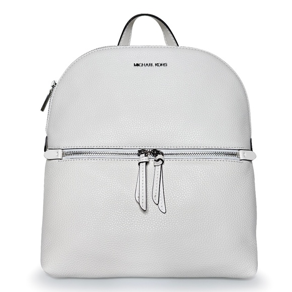 Michael Kors Handbags - Michael Kors Rhea Zip Medium Slim Backpack - Optic White
